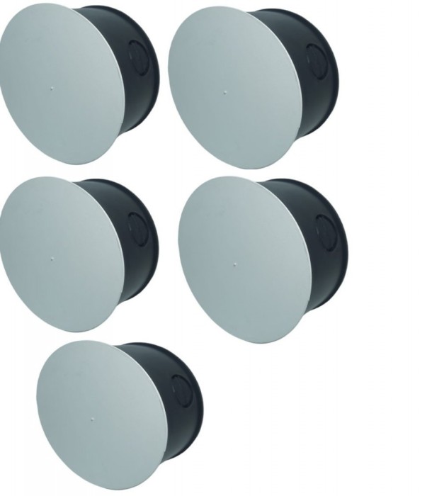 Set 5 doze de ramificatie rotunde sub tencuiala cu 8 intrari pentru zidarie O 70mm cu capac