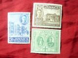 Serie mica Jamaica colonie britanica 1945 -Constitutia , R.George VI ,3 val.sarn, Nestampilat
