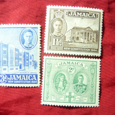 Serie mica Jamaica colonie britanica 1945 -Constitutia , R.George VI ,3 val.sarn