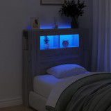 VidaXL Tăblie de pat cu LED, gri sonoma, 100x18,5x103,5 cm, lemn