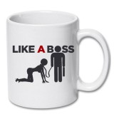 Cana alba personalizata "LIKE A BOSS" 300 ml, INOVATIX&reg;. 330ml