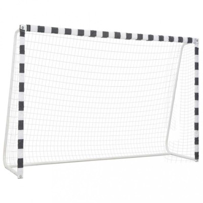 vidaXL Poartă de fotbal, negru și alb, 300 x 200 x 90 cm, metal 91954 foto