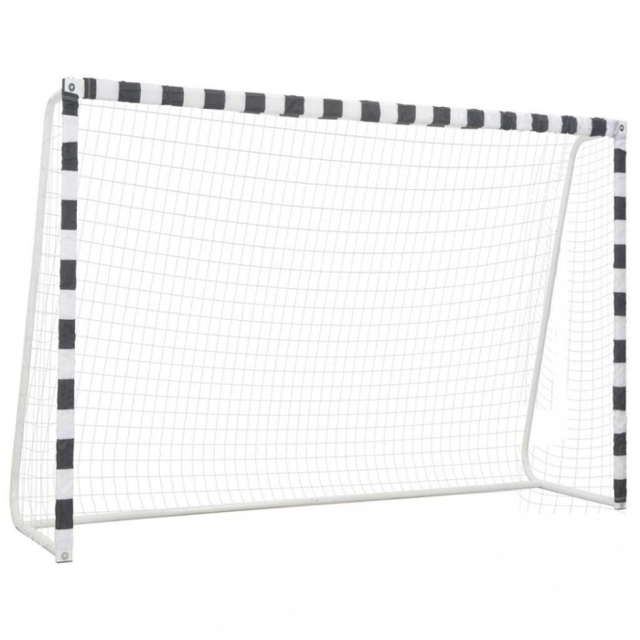 vidaXL Poartă de fotbal, negru și alb, 300 x 200 x 90 cm, metal 91954