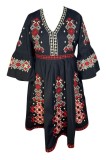 Rochie casual dama, IRA 3 , marime S, negru/rosu, Alb, Bumbac
