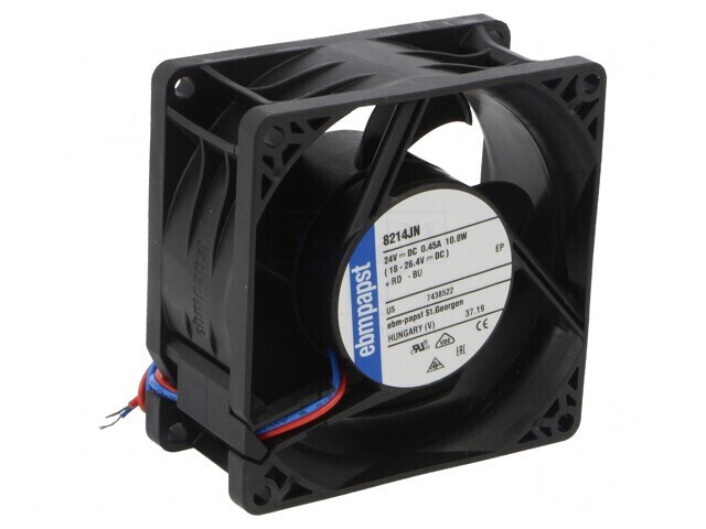 Ventilator axial 24V DC 80x80x38mm cu bilă