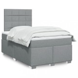 vidaXL Pat box spring cu saltea, gri deschis, 120x190 cm, textil 3290427