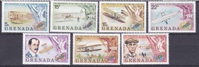 DB1 Aviatie 75 Ani Primul Zbor Fratii Wright 1978 Grenada 7 v. MNH
