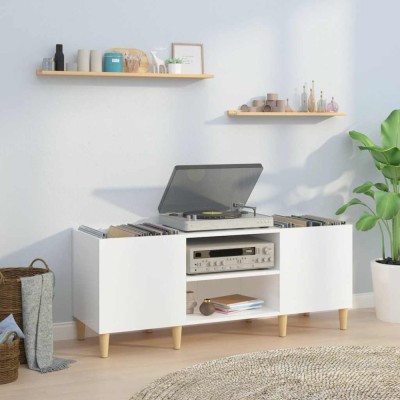 vidaXL Dulapuri pentru discuri alb lucios 121x38x48 cm, lemn prelucrat 831927 foto
