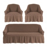 Cumpara ieftin Set huse cu volane pentru canapele 3 locuri si 2 fotolii,- 311cappuccino