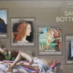 BC732, Rep.Centrafricana 2014, set colita+bloc-picturi Botticelli