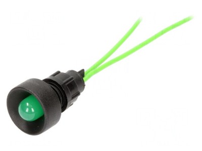 Lampă LED Verde 230V &amp;Oslash;13mm IP20 Plastic foto