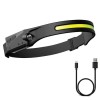 Lanterna Cap LED Profesionala Unghi Larg, Senzor Miscare, 350 Lumeni, Acumulator 1200mAh, USB, Vanatoare, Pescuit, Camping, IPX4