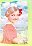 F965-I-2 CP vechi Romania cu splendide fetite anul 1932 timbru Carol 2.