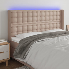 Tablie de pat cu LED, cappuccino, 163x16x118/128 cm, piele eco GartenMobel Dekor