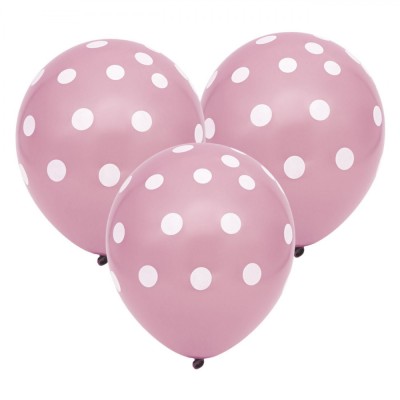 Set Baloane Party, Model Roz, Buline Albe, Dimensiune 23cm, 20 Bucăți foto