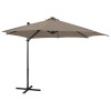 Umbrela in consola cu stalp si LED-uri, taupe, 300 cm