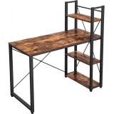 VASAGLE Birou cu raft lateral, montare stanga sau dreapta, industrial, 56x120x120 cm, maro Household NewTrend