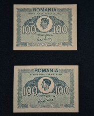 Bancnota UNA SUTA LEI 1945 100 lei Doua bucati