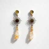 Cercei aurii cu citrin brut soare