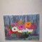 TABLOU PE PANZA CU SASIU NOU 30X 40 CM VAS CU FLORI