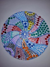 Mandala rotunda rotund pictat manual acrylic pictura cu puncte decor perete pe disc vinil uzat diametru 17.50 foto