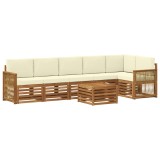 vidaXL Set Canapele Sectionale Exterior Lemn Acacia Natural Crem 6 Piese Gradina