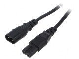 Cablu IEC C7 mamă - IEC C8 tată PVC 1m negru 2,5A 2x0,75mm&sup2;