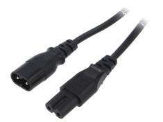 Cablu IEC C7 mamă - IEC C8 tată PVC 1m negru 2,5A 2x0,75mm&sup2;