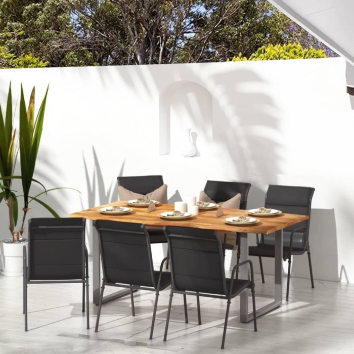 vidaXL Scaune de grădină, 6 buc., negru, oțel și textilenă 316822