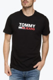 Cumpara ieftin Tricou barbati cu imprimeu cu logo Tommy Jeans din bumbac organic negru, S