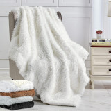 Psh Pătură cu blană artificială, pătură mare neagră pentru canapea și pat, pătur