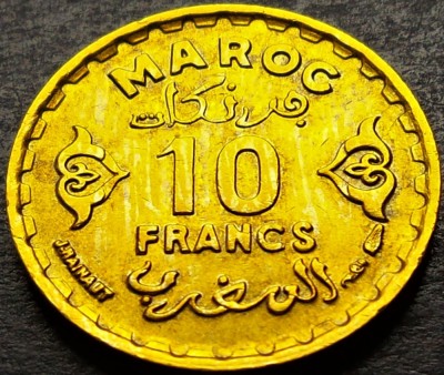 Moneda istorica 10 FRANCI - MAROC, anul 1952 * cod 1338 = excelenta foto