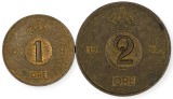 SUEDIA lot / set : 1 + 2 ORE 1966 [2] km 820 + 821, Europa, Cupru (arama)