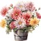 Sticker decorativ, Flori Crizanteme, Roz, 62 cm, 1363STK-11