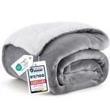 Cumpara ieftin Patura 2 in 1 BEDSURE Sherpa Fleece, 150x200 cm, microfibra, gri, pufoasa, pentru canapea sau pat