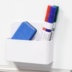 Suport Magnetic Tablă, 2 Nivele, Plastic, Culoare Albă, Dimensiuni 12x4x10cm