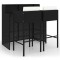 Set mobilier bar de gradina cu perne, 3 piese, negru, poliratan