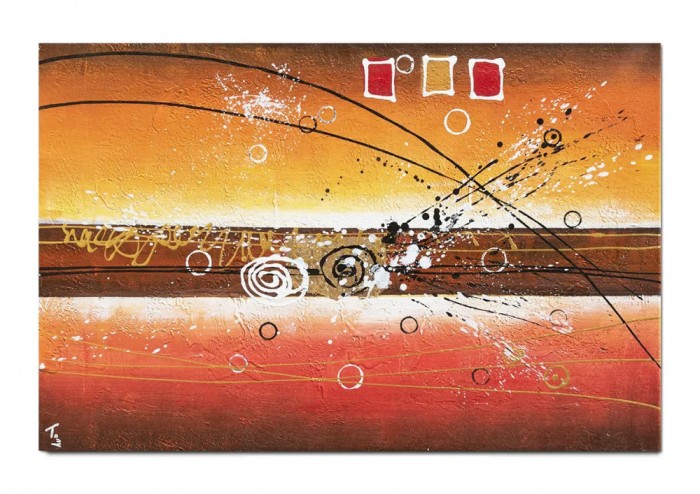 Tablou abstract pictat manual living, birou, Fantezie in abstract 3, 90x60cm ulei pe panza, gata de agatat pe perete