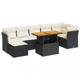 Cumpara ieftin Gossi set mobilier de gradina cu perne, 8 piese, negru, poliratan
