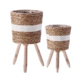 Cumpara ieftin Set 2 ghivece flori natur alb 19,5 x 33 cm, 24 x 44 cm
