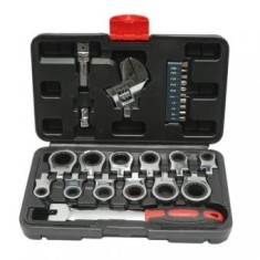 Trusa chei inelare cu clichet 8-19 mm, cheie reglabila, biti hex, drepti, cruce ,Set 26 piese