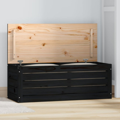 Cutie de depozitare, negru, 89x36,5x33 cm, lemn masiv de pin foto