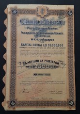 Actiune 1920 banca CREDITUL TECHNIC , titlu 5 actiuni la purtator , tehnic
