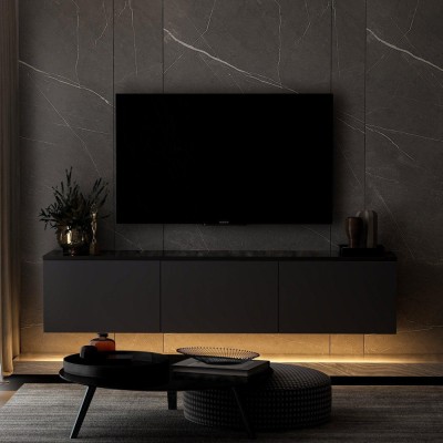 COMODA TV Neon Illuminated - Anthracite, Gri, 32x35x160 cm foto