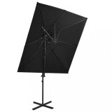 Umbrela Gradina Consola vidaXL Negru 250x250 cm, Protectie UV, Inclinare 360&deg;, Copertina Dubla, Aluminiu