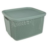Cos de depozitare din plastic perforat cu capac, verde menta, 18L, CMCLASS