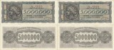 2 x 1944 (20 VII), 5.000.000 drachmai (P-128a.1) - Grecia - stare aUNC!