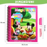 Carte de colorat cu apa Magic Book, Reutilizabila, plina de culori vibrante, Mickey si Minnie