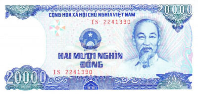 Bancnota Vietnam 20.000 Dong 1991 - P110 UNC foto