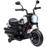 HOMCOM Motocicletă Electrică pentru Copii 18-36 Luni cu Roți Ajutătoare și Far Alb Negru
